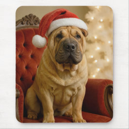 Weihnachts-Shar-Pei mit Santa-Hut Mousepad