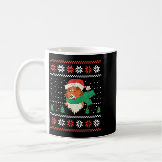 Weihnachts-Sheltie-Hund mit Santa-Hut Süßes Xmas Kaffeetasse