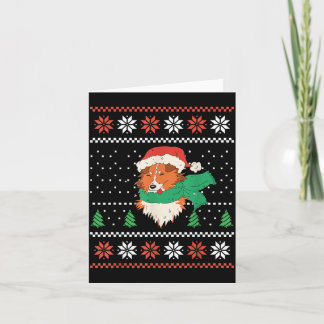 Weihnachts-Sheltie-Hund mit Santa-Hut süßes Xmas Karte