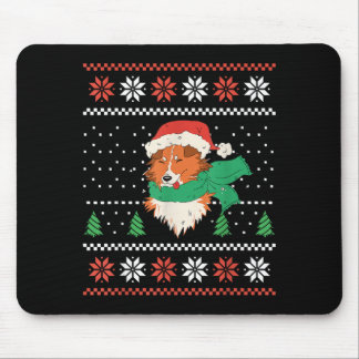 Weihnachts Sheltie Hund mit Santa Hut Süßes Xmas Mousepad