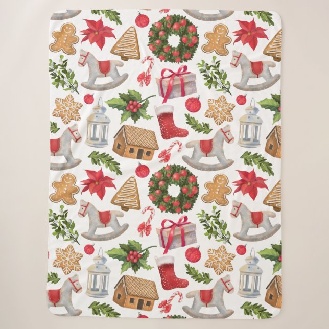 Weihnachts-Sherpa-Blanket Sherpadecke (Vorderseite)