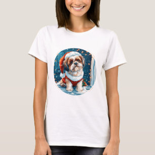 Weihnachts-Shih-Tzu-Santa-Hund T-Shirt