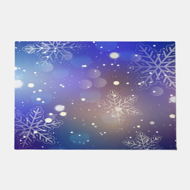 Weihnachts Shiny Snowflake Hintergrund Fußmatte (Vorderseite)