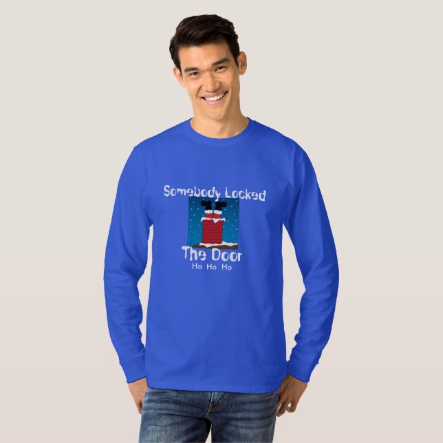 Weihnachts-Shirt der Männer - jemand hat die Tür g T-Shirt (Vorne ganz)