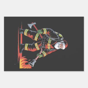 Weihnachts-Shirt des Feuerwehrmanns XMas Funny San Geschenkpapier Set