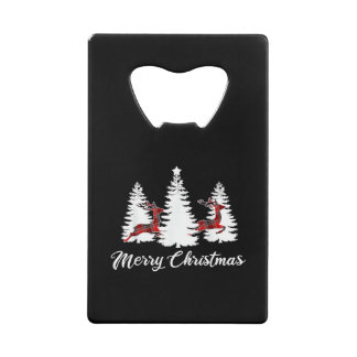 Weihnachts-Shirt für Frauen Buffalo Kariert Rentie Geldbeutel Flaschenöffner
