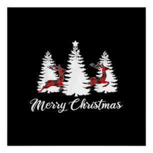 Weihnachts-Shirt für Frauen Buffalo Karo Hirsch Poster