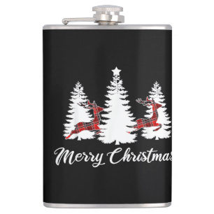 Weihnachts-Shirt für Frauen Büffel Karo Hirsch Flachmann