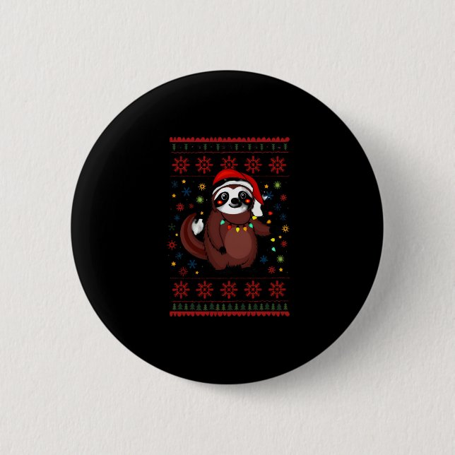 Weihnachts-Shirt für Sloth Lover-Geschenk Santa Bu Button (Vorderseite)