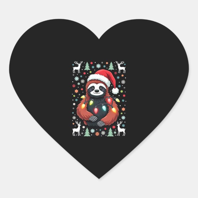 Weihnachts-Shirt für Sloth Lover-Geschenk Santa Bu Herz-Aufkleber (Vorderseite)