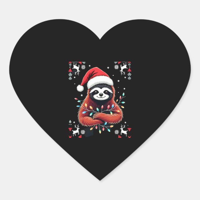 Weihnachts-Shirt für Sloth Lover-Geschenk Santa Bu Herz-Aufkleber (Vorderseite)