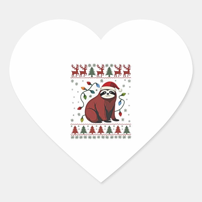 Weihnachts-Shirt für Sloth Lover-Geschenk Santa Bu Herz-Aufkleber (Vorderseite)
