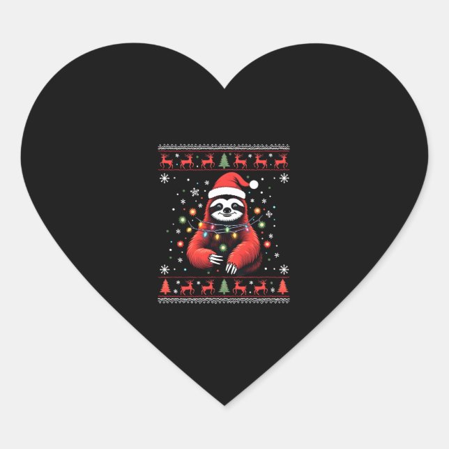 Weihnachts-Shirt für Sloth Lover-Geschenk Santa Bu Herz-Aufkleber (Vorderseite)