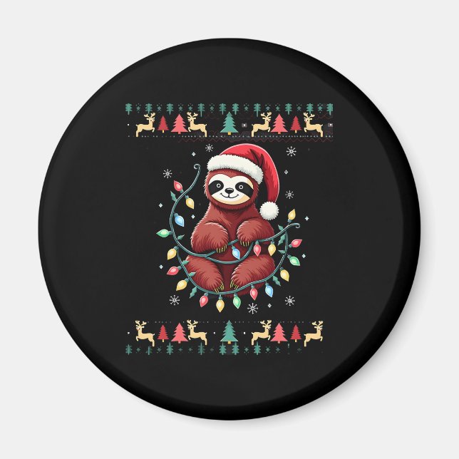 Weihnachts-Shirt für Sloth Lover-Geschenk Santa Bu Magnet (Vorne)