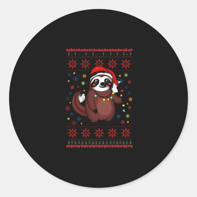 Weihnachts-Shirt für Sloth Lover-Geschenk Santa Bu Runder Aufkleber (Vorderseite)