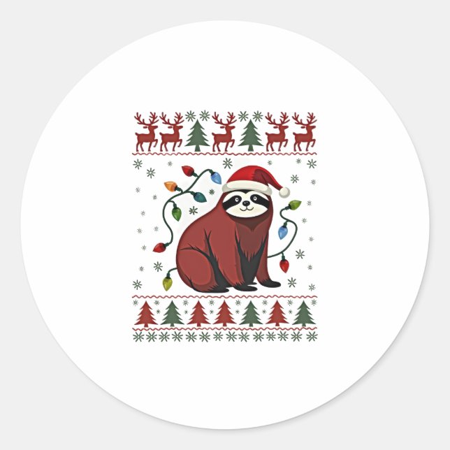 Weihnachts-Shirt für Sloth Lover-Geschenk Santa Bu Runder Aufkleber (Vorderseite)