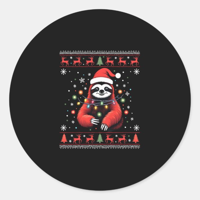 Weihnachts-Shirt für Sloth Lover-Geschenk Santa Bu Runder Aufkleber (Vorderseite)