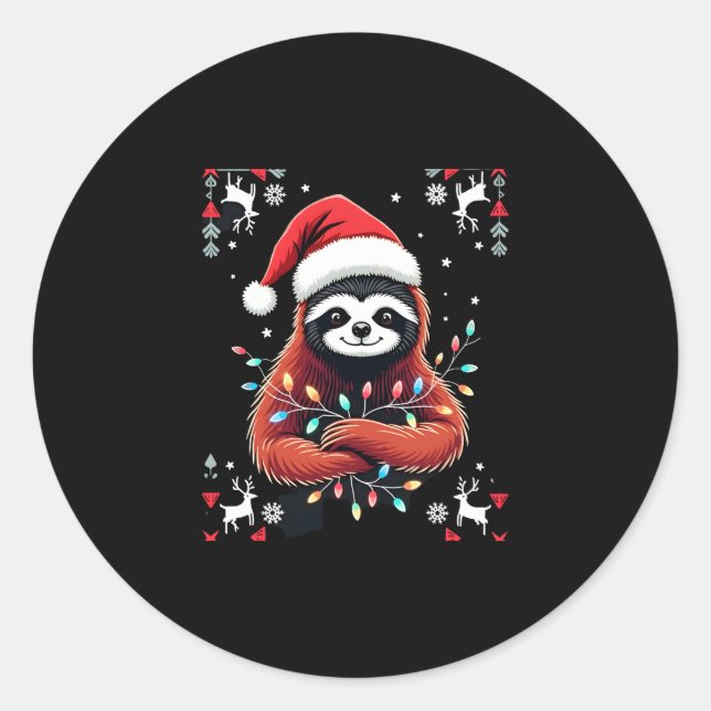 Weihnachts-Shirt für Sloth Lover-Geschenk Santa Bu Runder Aufkleber (Vorderseite)