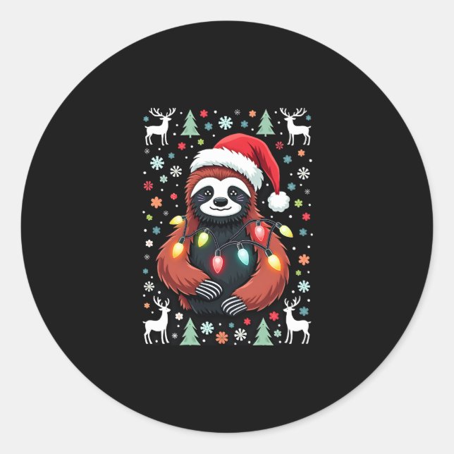 Weihnachts-Shirt für Sloth Lover-Geschenk Santa Bu Runder Aufkleber (Vorderseite)