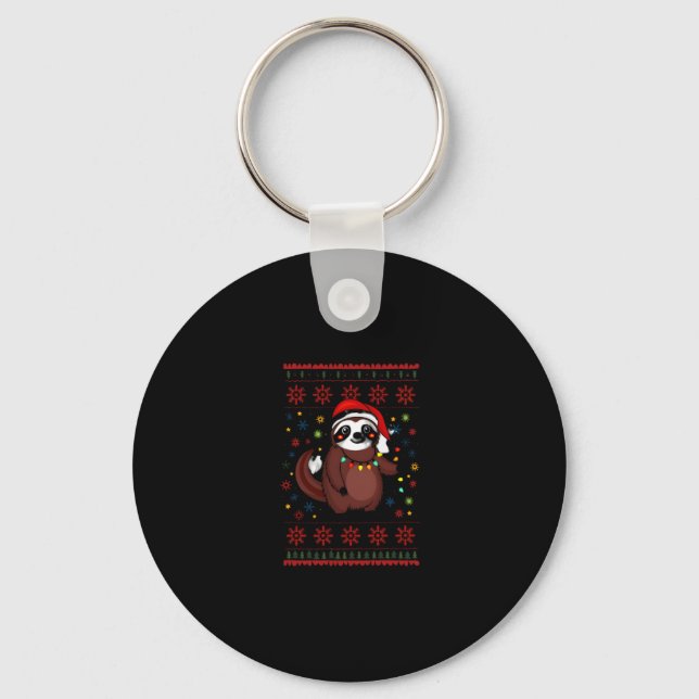 Weihnachts-Shirt für Sloth Lover-Geschenk Santa Bu Schlüsselanhänger (Vorderseite)
