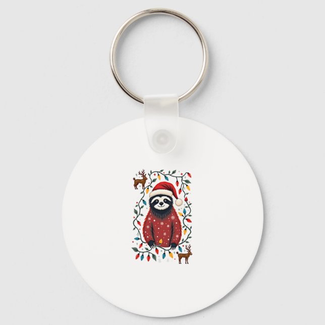 Weihnachts-Shirt für Sloth Lover-Geschenk Santa Bu Schlüsselanhänger (Vorderseite)