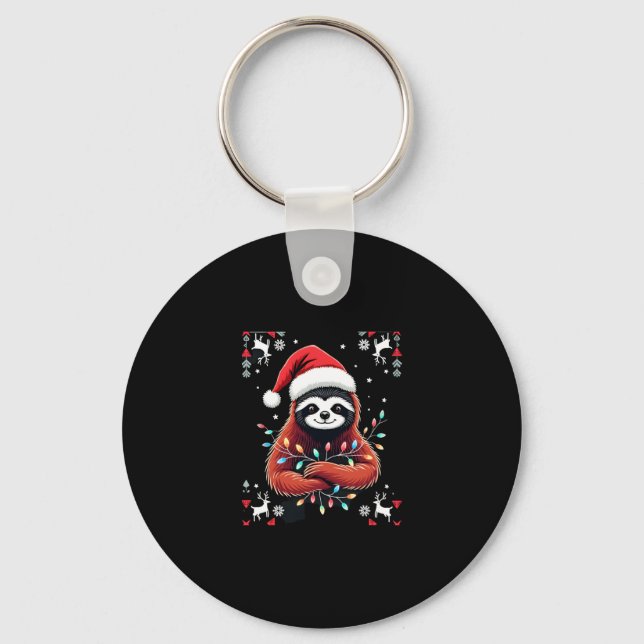 Weihnachts-Shirt für Sloth Lover-Geschenk Santa Bu Schlüsselanhänger (Vorderseite)