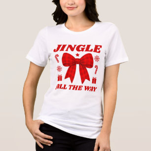 Weihnachts-Shirt mit roter Gingham-Schleife im Ret Tri-Blend Shirt