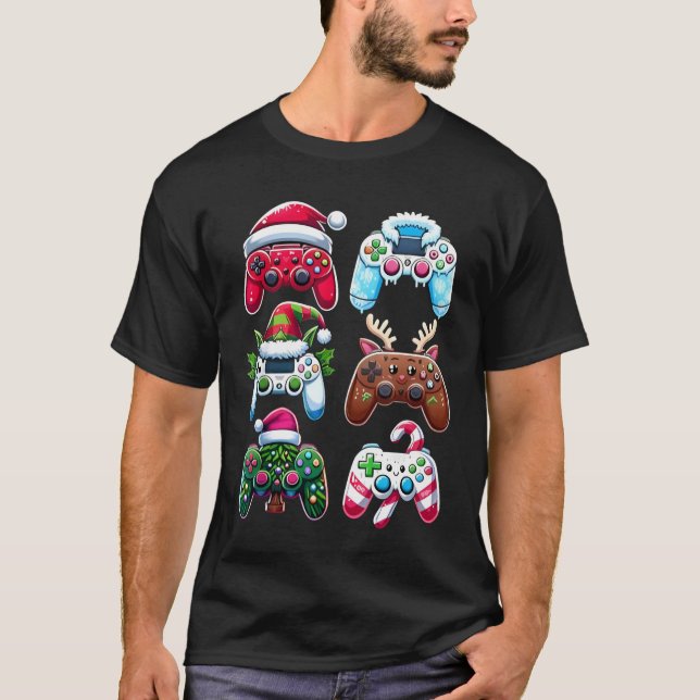 Weihnachts Shirt Santa Elf Gaming Controller Gamer (Vorderseite)
