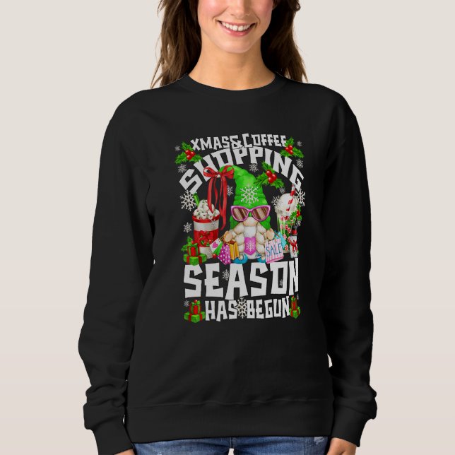 Weihnachts Shopping Gnome für Frauen Xmas Kaffee T Sweatshirt (Vorderseite)