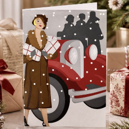 Weihnachts-Shopping im Schnee Feiertagskarte