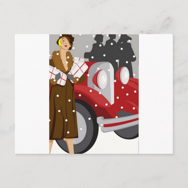 Weihnachts-Shopping im Schnee Postkarte (Vorderseite)