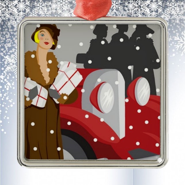 Weihnachts-Shopping im Schnee Silbernes Ornament (Von Creator hochgeladen)