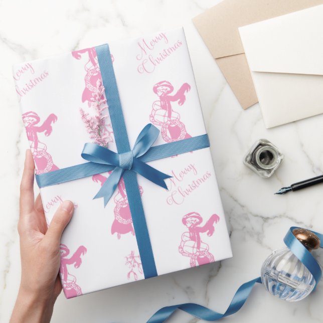 Weihnachts-Shopping Mädchen pink Geschenkpapier (Schenken)
