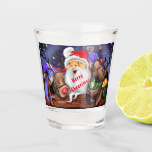 Weihnachts-Shot-Glas Santa mit Rentiers-Cheers Schnapsglas