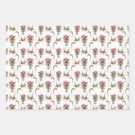 Weihnachts Siam Cat Wrapping Geschenkpapier Set