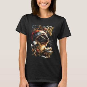 Weihnachts-Siamesenkatze mit Santa-Hut Festiver Wi T-Shirt
