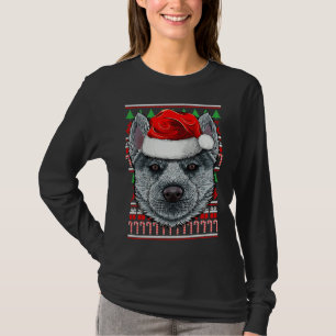 Weihnachts-Sibirische Husky-Weihnachtsmannmütze T-Shirt