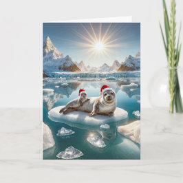 Weihnachts-Siegel und Nachwuchs Feiertagskarte