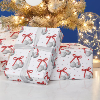 Weihnachts-Silber-Disco-Kugeln-Ornamente mit roter Geschenkpapier