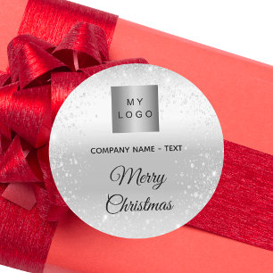 Weihnachts-Silber-Glitter-Funken Geschäftslogo Runder Aufkleber