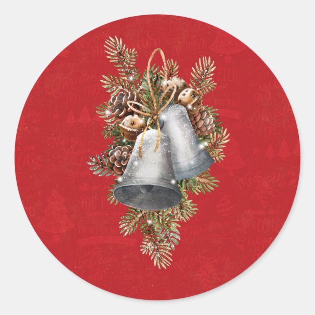 Weihnachts-Silberglocken Runder Aufkleber (Vorderseite)