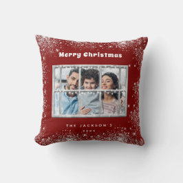 Weihnachts-Silberschnee-Foto Winterfenster Kissen