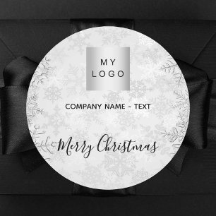 Weihnachts-Silberschneeflocken-Firmenlogo Runder Aufkleber