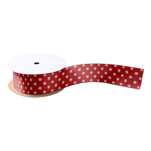 Weihnachts Silver Polka Dot Ribbon auf Rot Satinband (Spule)