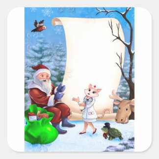 Weihnachts-Silvestersticker für eine Krankenschwes Quadratischer Aufkleber