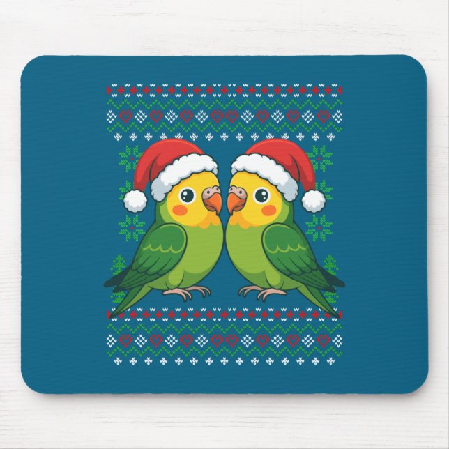 Weihnachts-Sittich-Hässlicher-Xmas-Pullover-Sittic Mousepad (Vorne)