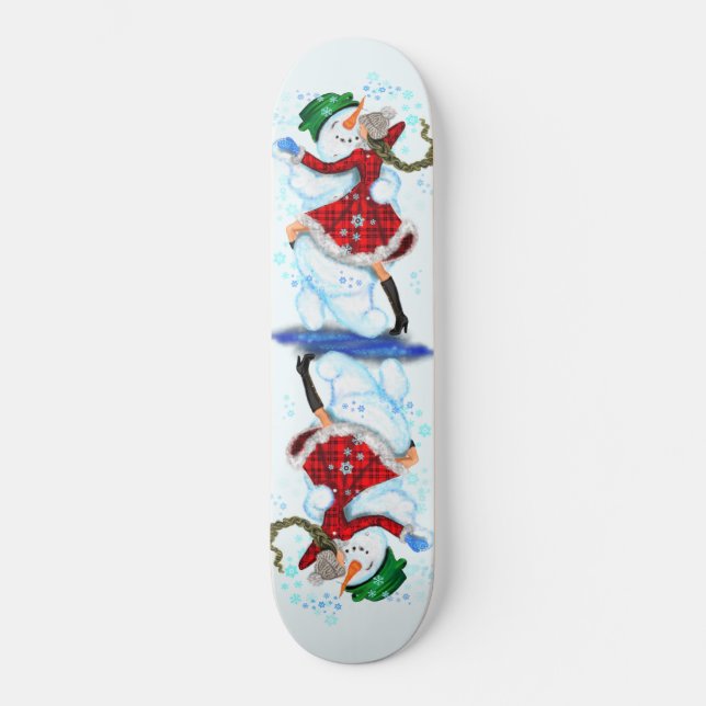 Weihnachts-Skateboard-Geschenk Snowman und Girl-Da Skateboard (Vorderseite)