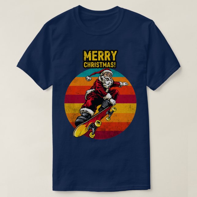 Weihnachts-Skateboard Santa Funny Weihnachtsmann G T-Shirt (Design vorne)