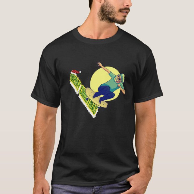 Weihnachts-Skateboarden Weihnachtsmann 2020 Klassi T-Shirt (Vorderseite)