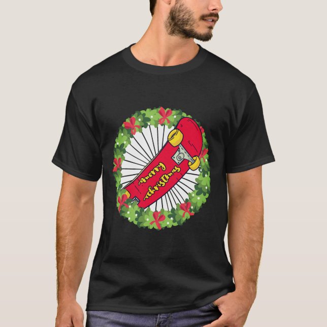 Weihnachts-Skateboarder T-Shirt (Vorderseite)